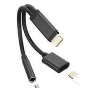 Lightning to 3.5mm Headphone Jack Adapter2in1for Apple MFi Certified Dongle for iPhone 14 13 Pro Max Aux Audio Charger Cable Splitter for iPad Connector Lighting Wired Earphone Charge Accessories