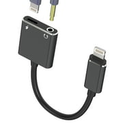 Lightning to 3.5mm Headphone Jack Splitter 2in1for iPhone 14 13 Pro Max for Apple MFi Certified Adapter Aux Audio Charger Cable Connector for iPad Dongle Lighting Wired Headset Charge Accessories