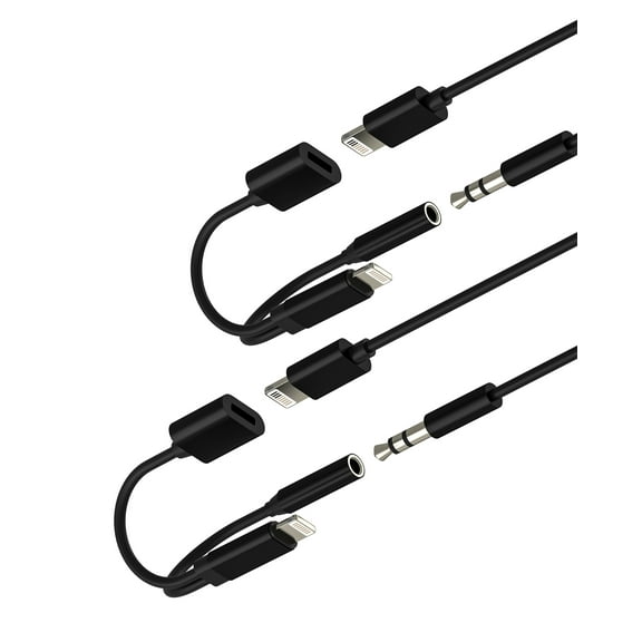 Lightning AUX Headphone Jack Adapter (2Pack)for Apple MFi Certified Dongle for iPhone 14 13 12 Pro Max 3.5mm Earbuds Audio Charger Cable Splitter for iPad Connector charging Earphone Car Cord Adaptor
