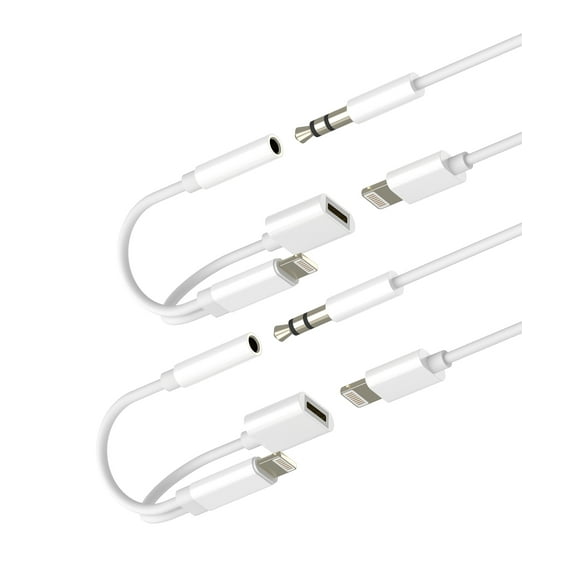 Lightning to 3.5mm Aux Headphone Jack Adapter (2Pack)Audio Charger Cable Splitter for Apple MFi Certified for iPad Air for iPhone 14 13 12 Pro Max Connector Dual Lighting Charging Earphone Car Dongle