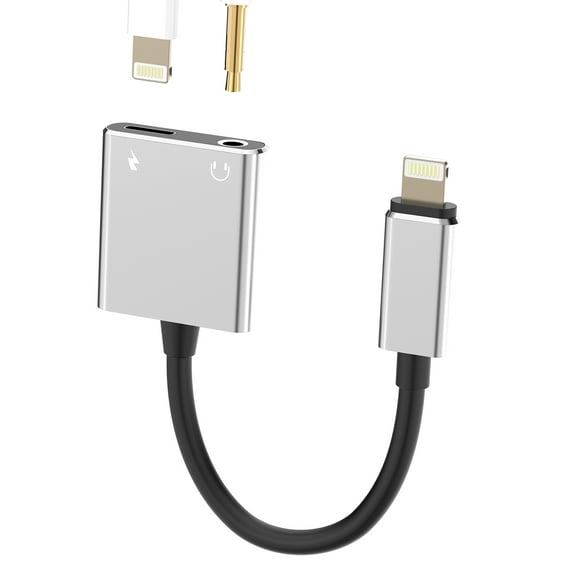 Lightning to 3.5mm Aux Headphone Jack Adapter(2in1)for Apple MFi Certified Audio Charger Cable Splitter for iPad for iPhone 14 13 12 11 Pro Max Dongle Cord Connector lighting Wired Earphone Converter