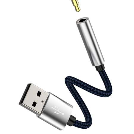 USB Male to 3.5mm Female Headphone Jack Adapter AUX Audio Cable Sound PC Car Microphone External Headset Converter Auxiliary DAC Input Port Stereo Cord Dongle Interface Speaker for Apple Computer