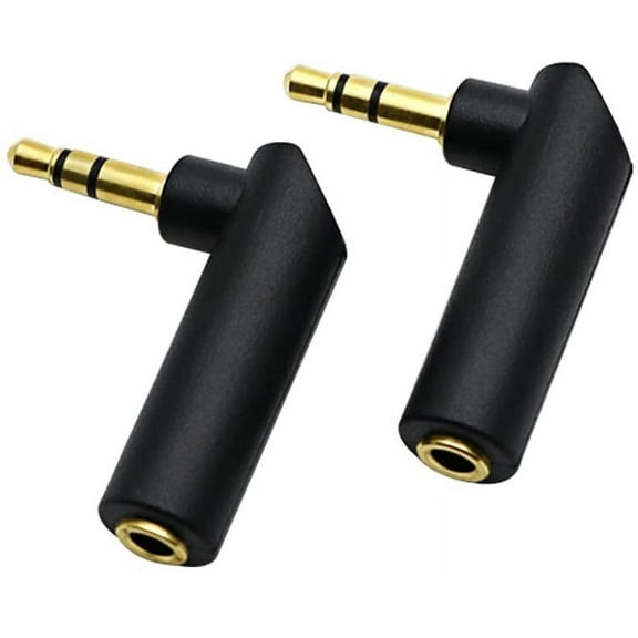 3.5mm Angle Male to Female Audio Adapter, 90 Degree Right Angle Gold-Plated TRS Stereo Jack Plug AUX Connector Compatible with Headset, Tablets, MP3 Players, Speakers(2 Pack)