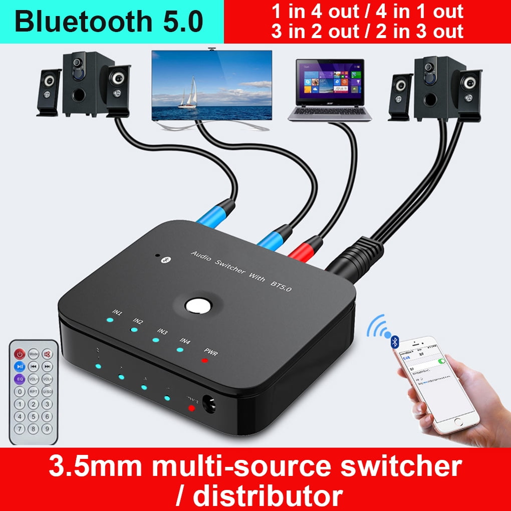 3.5mm Audio Adapter Switcher Laptop Tablet Remote Control Bluetooth