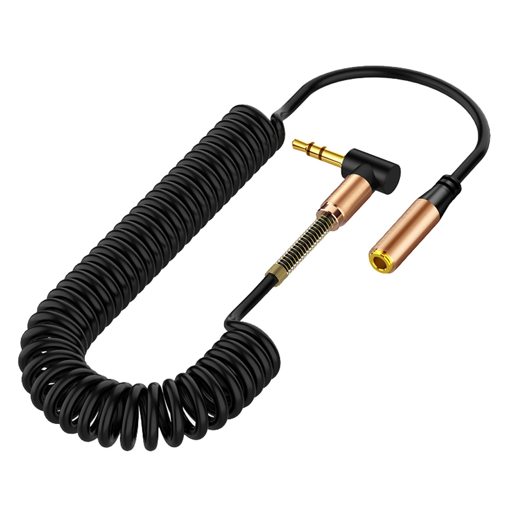 3.5mm Audio Cable Male to Female AUX Extension Wire Elbow Spring Retractable Audio Speaker Telescopic Cable HIFI Sound Quality - image 1 of 8