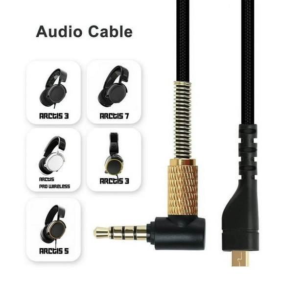 3.5mm Audio Cable, Replacement Audio Cable Fit for SteelSeries Arctis 3, Arctis Pro Wireless, Arctis 5, Arctis 7, Arctis Pro Gaming Headset, PS4, Xbox One, Mac, 1.5m/4.9ft, Black
