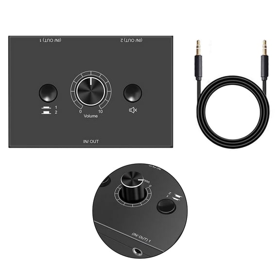 3.5mm Audio Switch Box Super Small Size, Easy Operation for Desktop and Office Use, Muting Capability
