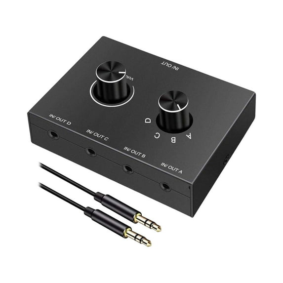3.5mm Audio Switch Professional Output Stereo AUX Audio Selector Compact