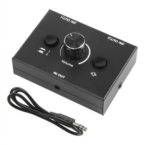 3.5mm Audio Switcher, 2 Input 1 Output/1 Output Splitter Switcher Box, One-Key Mute Button
