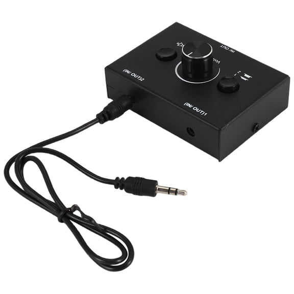 3.5mm Audio Switcher, 2 Input 1 Output/1 Input 2 Output Audio Splitter Switcher, Audio Switcher Box, One-Key Mute Button