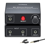 3.5mm Audio Switcher, Aux Switch Box 2 in 2 Out, with Volume Control and 3.5mm Cables