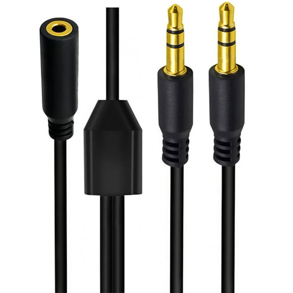 3.5mm Audios Splitter Cable Gold Plated Connectors for Simultaneous Connection