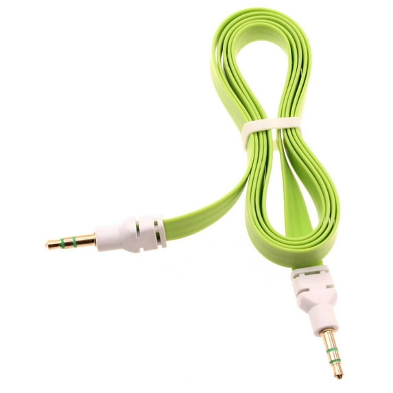 3.5mm Aux Cable for Motorola Moto G Play (2024) - Adapter Car Stereo Aux-in Audio Cord Speaker Jack Wire Flat Green V1J for Moto G Play (2024)