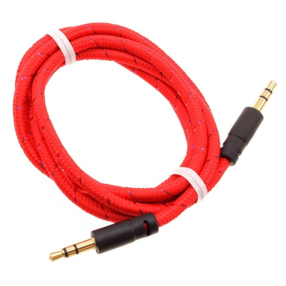 3.5mm Aux Cable Adapter Car Stereo Aux-in Audio Cord Speaker Jack Wire Red M5P for Alcatel Go Flip 4 3 / Smartflip, Cingular Flip 2, Quickflip 4044C - iPhone 6 Plus SE (2016) 5S 5C 5
