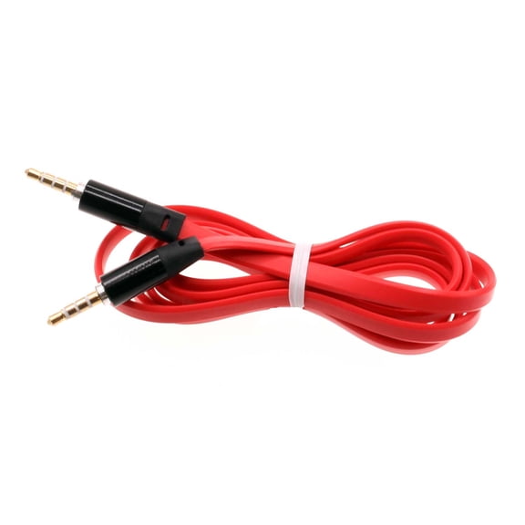 3.5mm Aux Cable Adapter Car Stereo Aux-in Audio Cord Speaker Jack Wire Red Z3E for LG Optimus Zone 3, X Power, Tribute Royal, G3 Vigor, K8 V, K20 V, Premier Pro Plus (L455DL) LTE, Q7 Plus