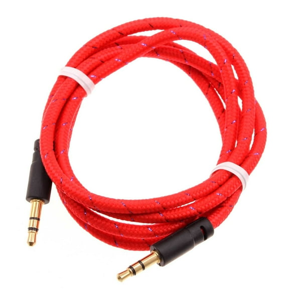 3.5mm Aux Cable Adapter Car Stereo Aux-in Audio Cord Speaker Jack Wire Red Z6E for ASUS ZenFone Max Plus M1, ROG Phone, 8 5Q - AT&T Fusion Z, RADIANT Max 5G, Calypso 2 - Blackberry Classic