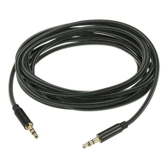 3.5mm Aux Cable Male to Male Auxiliary Audio Cable HiFi Headphone Cord 10ft Nylon Braided for Phone Headphone Black