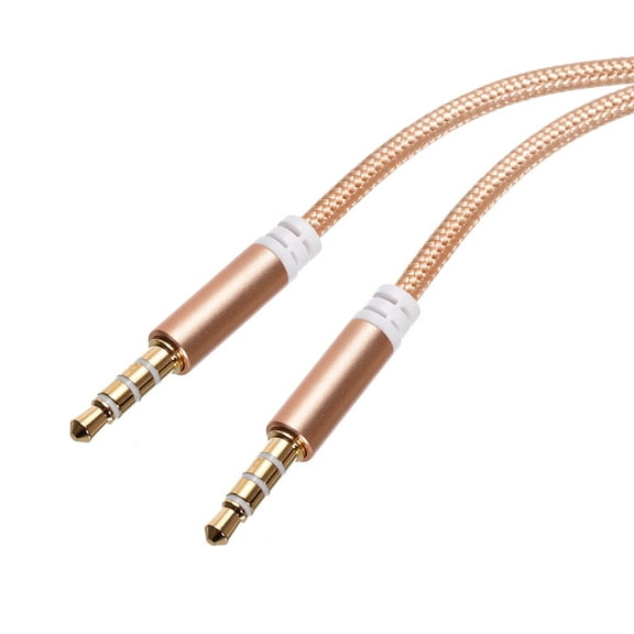 3.5mm Aux Cable Male to Male Auxiliary Audio HiFi Headphone Cord 6.6ft Nylon Braided, Gold