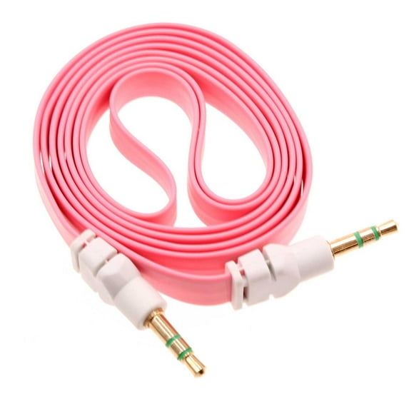 3.5mm Aux Cable for Moto G Stylus (2022) Phone - Adapter Car Stereo Aux-in Audio Cord Speaker Jack Wire Flat Pink Compatible With Motorola Moto G Stylus (2022)