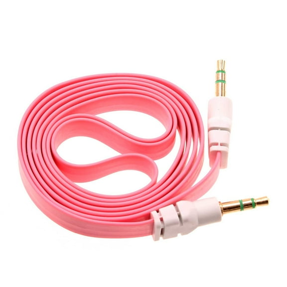 3.5mm Aux Cable for Samsung Galaxy A13 5G/A12 5G/A03s Phones - Adapter Car Stereo Aux-in Audio Cord Speaker Jack Wire Flat Pink Compatible With Galaxy A13 5G/A12 5G/A03s
