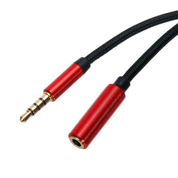 3.5mm Aux Extension Cable Male to Female Auxiliary Audio HiFi Headphone Cord 6.6ft Nylon Braided, Red