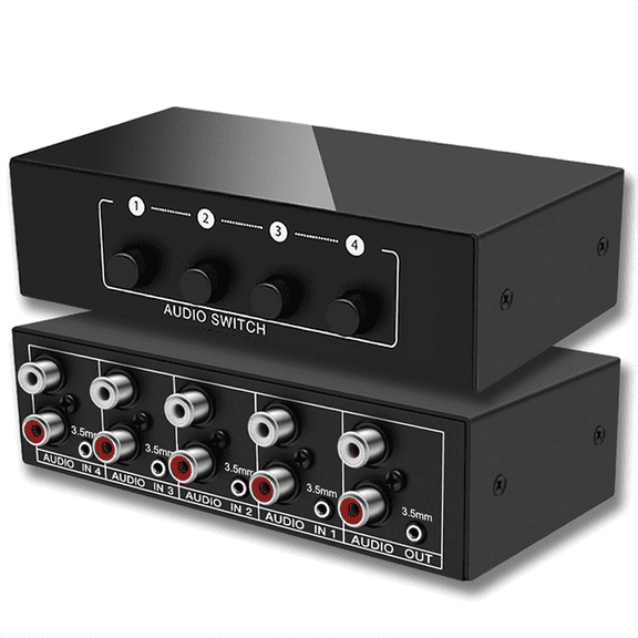 3.5mm Aux + L/R Bi-Directional Stereo Audio Switch 4 in 1 Out A/B Analog Audio Switcher Selector