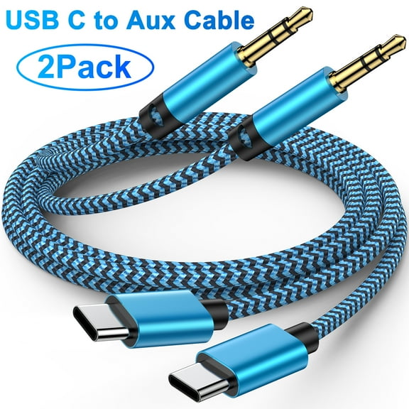 3.5mm Aux to USB C,USB C to Aux Cable SixSim 2PACK Android Aux Cord to Type C Audio Jack Cable Type C Auxiliary Adapter USB C to Aux Jack Cable for Samsung,Car,Stereo Radio,Speaker,Headphone(Blue)
