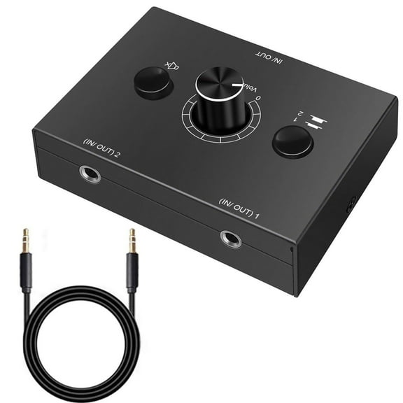 3.5mm Bi-Directional Audio Switcher 2-Way Selector, Stereo Splitter, Easy Plug & Play, Compact