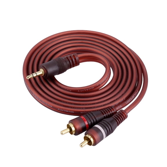 3.5mm Cable to 2 Phono Plugs, Gold Plated Stereo Cord with PVC Coating for Laptop and Amplifier Listening