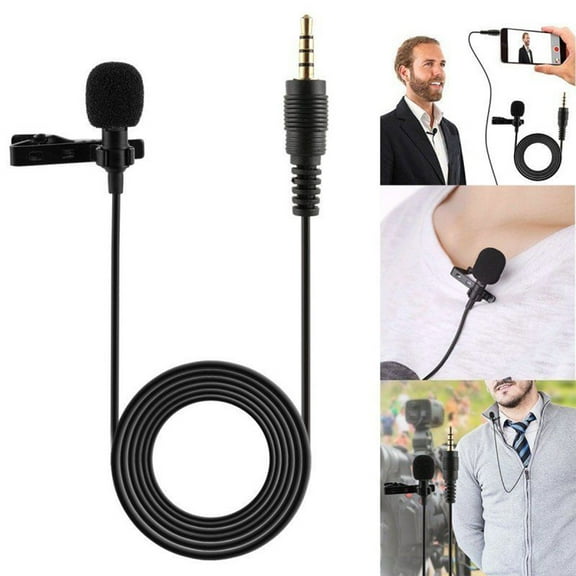 3.5mm Clip-on Lapel Microphone Hands Free Wired Condenser Mini Lavalier Mic,Black