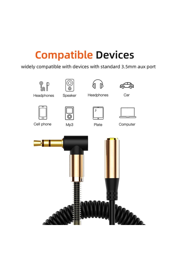 3.5mm Coiled Audio Cable, Gaqring 90 Degree Right Angle Male to Female Extension, 4 Pole Tip Ring Sleeve Connector Protection Equipment for Smartphones Tablets Headphones Amps