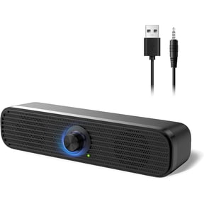 3.5mm Computer Speakers for Desktop Laptop Tablet with Volume Control | USB Powered PC Speakers, Small External Wired, Stereo Sound Audio Plug Windows Mac Linux Monitor