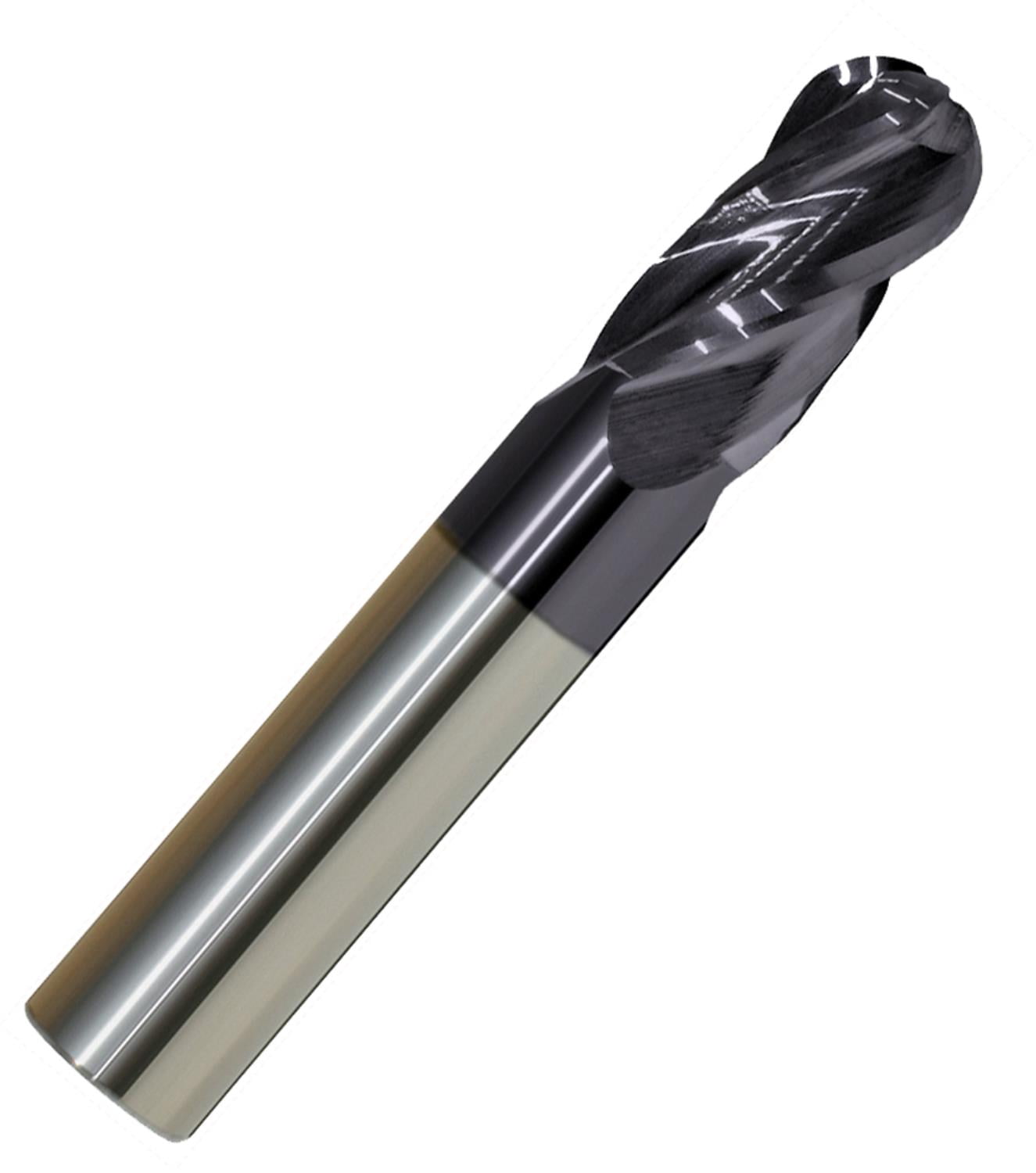 3.5mm Diameter 4 Flute Single Ball TiALN Carbide End Mill, 12mm Length of Cut, 51mm Overall Length