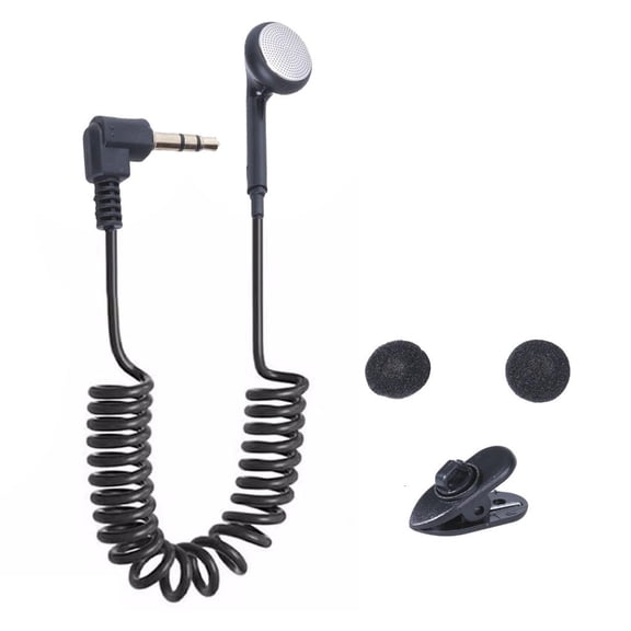 Jesscasday 3.5mm Earphone with Soft Breathable Sponge Cover & Clip Single Side Mono Earbud for Driver and Security Patrols