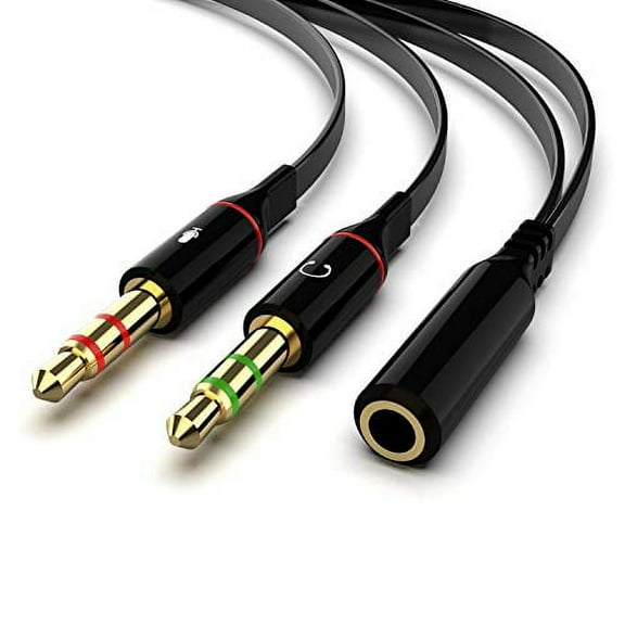 3.5mm Female to 2 Male Gold Plated Headphone Mic Audio Y Splitter Flat Cable