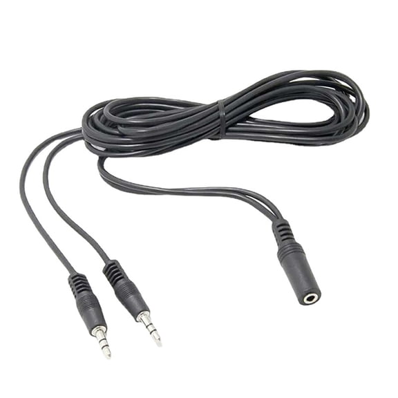 3.5mm Female to Double 3.5mm Male Y Splitter Cord Stereo Adapter Cable Wire for Headphones and Loudspeaker Black