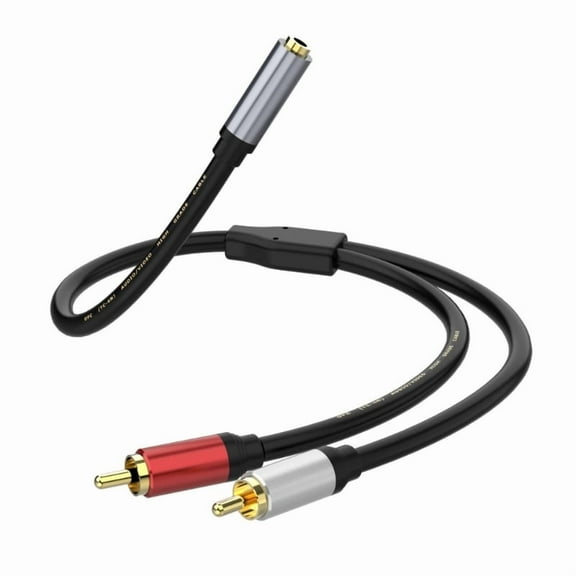 3.5mm Female to RCA Male Stereo Auditory Cable Adapter for Connecting Smartphones and Laptops to Amplifiers and Speakers