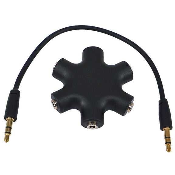 3.5mm Headphone Jack Splitter 3.5 Audio 5 Way 6 Port Female Connector Adapter Audio Earbuds Earphones Plug with 3.5mm St