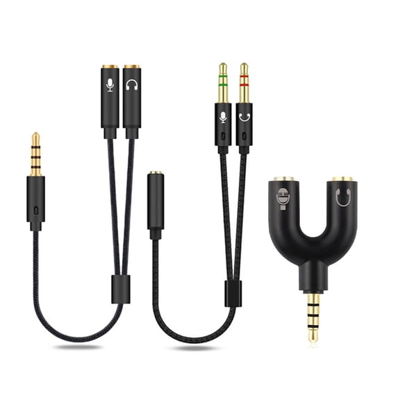 3.5mm Headphone Splitter Adapter (Microphone+Audio) Male to Female Stereo Jack Y Line for Smartphone MP3 MP4 Player