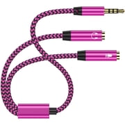 3.5mm Headphone Splitter,Hi-Fi Sounds Extension Cable Audio Stereo Y Splitter,3.5 mm Male to 2 FemaleTRRS - 4 Pole Headset Splitter,Aux Jack Splitter for PC,PS4,PS5,Switch,Xbox,Computer,Mic,Pink