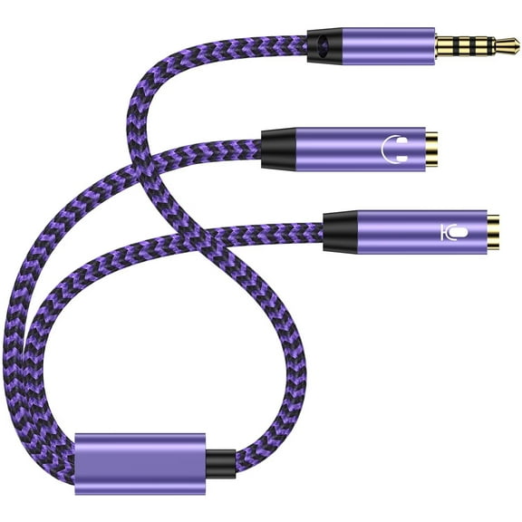3.5mm Headphone Splitter,Hi-Fi Sounds Extension Cable Audio Stereo Y Splitter,3.5 mm Male to 2 Female (TRRS - 4 Pole) Headset Splitter,Aux Jack Splitter for PC,PS4,PS5,Switch,Xbox,Computer,Mic