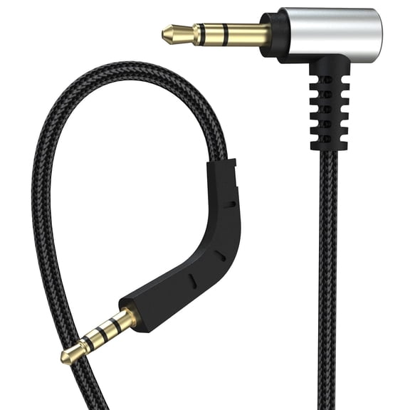 3.5mm Headphone Stereo Audio Cable Cord for Bowers & Wilkins P7, Replacement 90 Degree 1/8" 3.5mm Jack Stereo Aux Audio Wire for B&W, Nylon Braided,24K Gold Plated,4.7FT (Black)