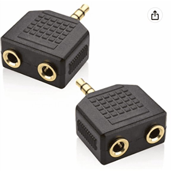 2pcs 3.5mm Headphone Y Splitter 1 Male to 2 Female Audio Jacks for Media Players and Audio Devices Allows Two People to Listen to 1 Sound Source - by Mobi Lock