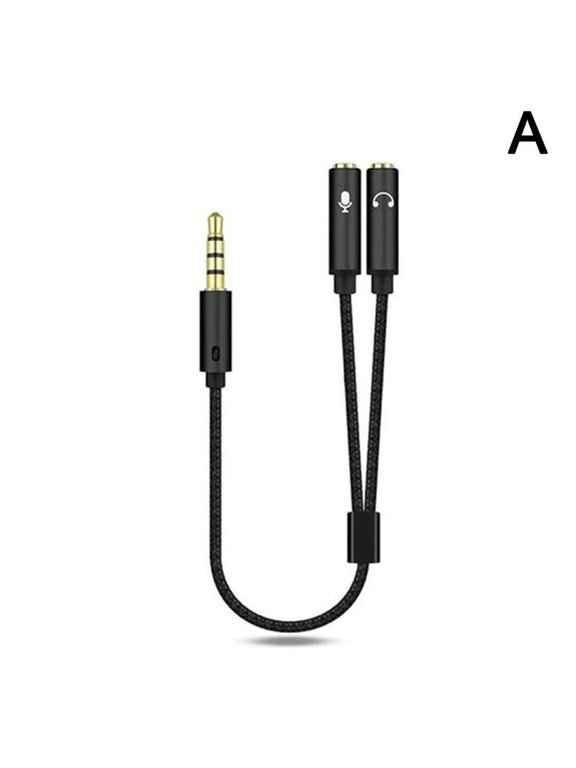3.5mm Headset Adapter Y-Splitter Jack Cable w/ Separate Audio and Mic Headphone L4A8