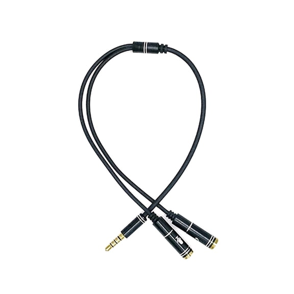 3.5mm Headset Splitter Adapter, Y-Shape, Separate Headphone & Mic Plugs, Copper Core, 30cm Cable, for PC/Smartphones
