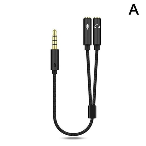 3.5mm Headset Y-Splitter Adapter Cable, Separate Microphone and Headphone Jack for Mobile Phones, Laptops, Tablets, MacBooks