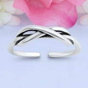 BLUE APPLE JEWELRY 3.5mm Infinity Toe Band Ring 925 Sterling Silver Thin Adjustable Stylish Rings For Women