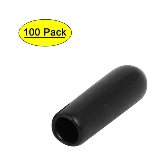 3.5mm Inner Dia Rubber Hose End Cap Screw Thread Protector Cover Black 100pcs