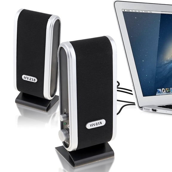 3.5mm Input USB Powered 2.0 Channel Multimedia Speaker System (Black)