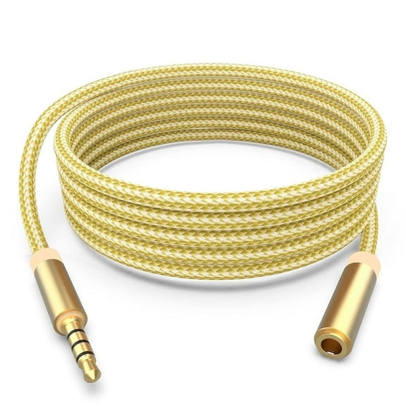 3.5mm Male to Female Audio Cable, Auxiliary Stereo Extension Audio Cable, Compatible with TV, Headphone, Earphone, Speaker and More Devices, 6.6ft, Golden